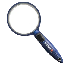 Blue heavy duty magnifiying glass with LED light - Poplock Tools