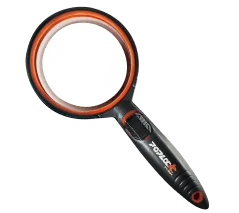 Orange heavy duty magnifiying glass with LED light - Poplock Tools