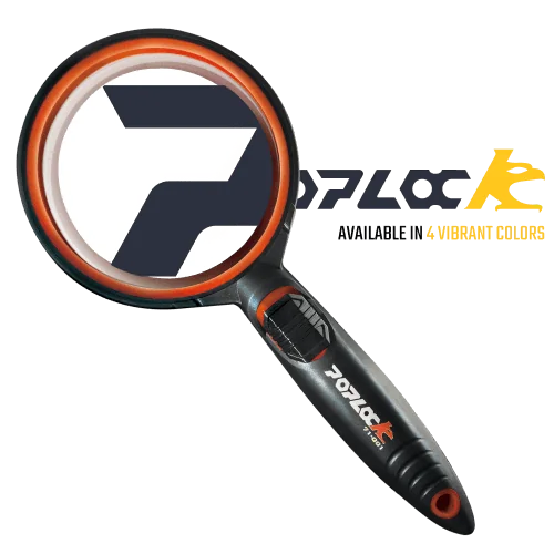 Orange heavy duty magnifiying glass with LED light - Poplock Tools