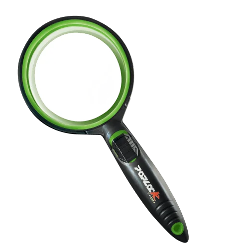Green heavy duty magnifiying glass with LED light - Poplock Tools